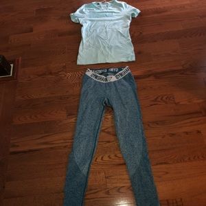 Gymshark Flex Deep Teal / Ice Blue Leggings Set